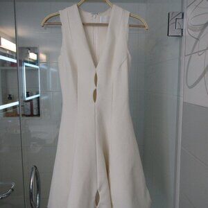 CUSHNIE et OCHS Ivory White Fit & Flare Lined Dress with Cutouts--size 8